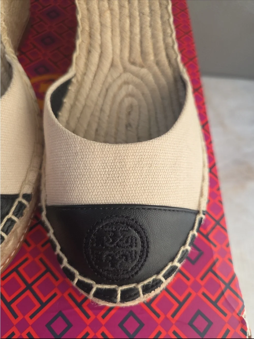 Tory Burch Beige Canvas Espadrille Wedges like new View all pics